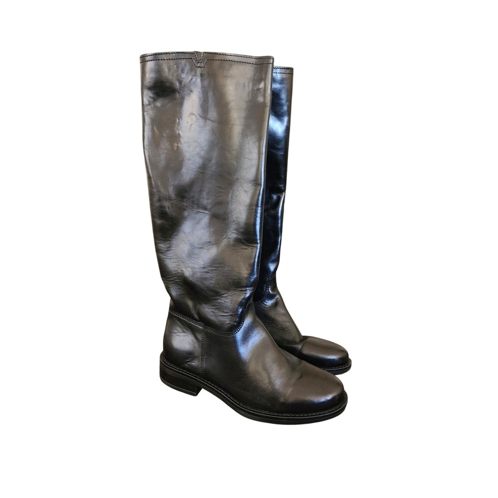 Italian Leather Bata Black Knee High Boots Women Size 6 US / IT 36, Quiet Luxury